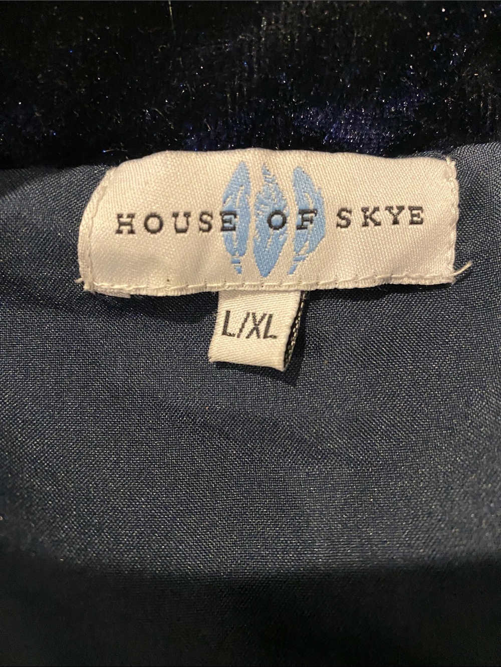 House of Skye Embellished Velvet Bomber Jacket in Navy with Metallic Accents - Picture 2 of 7